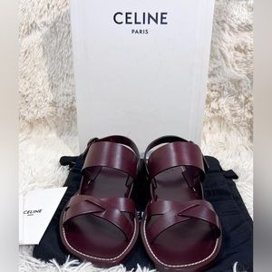 Authentic Celine Leather Sandal in Brown.